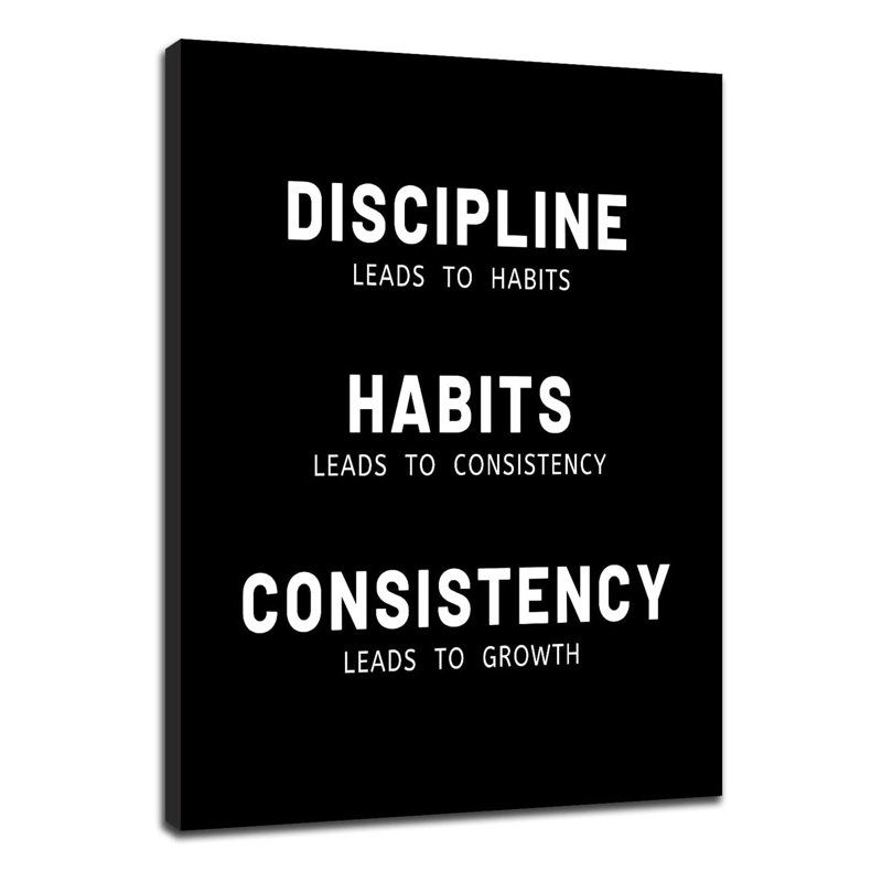 "Discipline Habits Consistency", art mural inspirant pour la décoration de bureau, impression sur toile inspirante