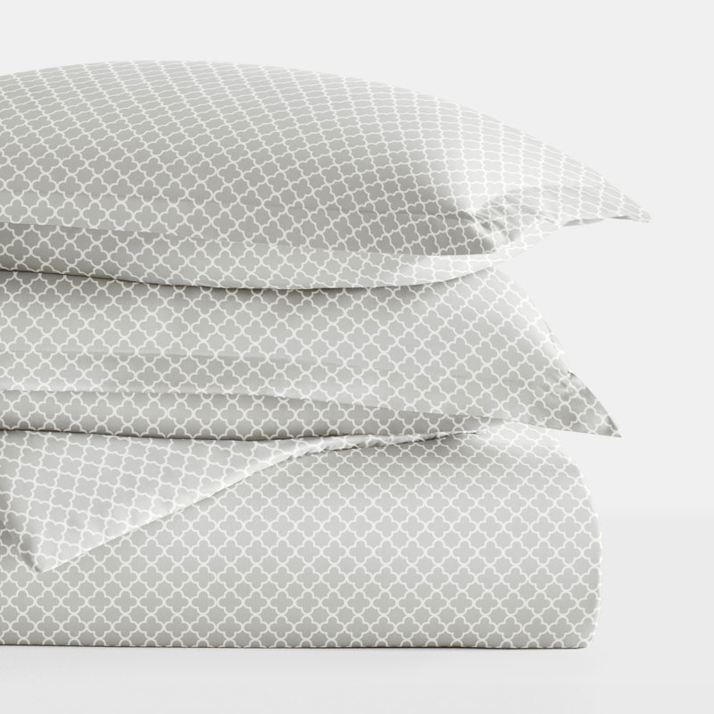 Becky Cameron™ Traditional Geometric Shapes Duvet Cover, Gray/White, King Duvet + 2 Pillow Shams