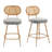 26" Mid-Century Modern Counter Height Barstools with Rattan Backrest-1220862323