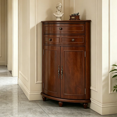 Mid-Century Modern Nut-brown Solid Wood Accent Cabinet