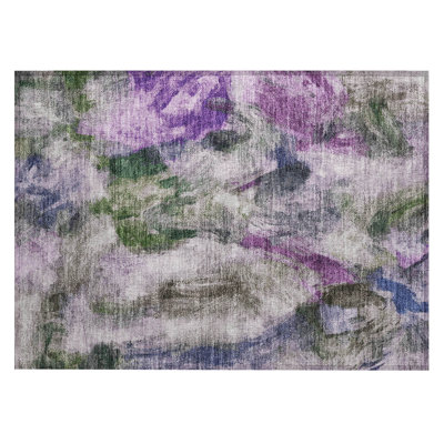 Machine Washable Indoor/Outdoor Husby ACN2204 Abstract Rug