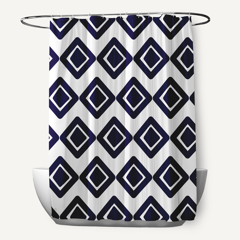 Rideau de douche simple hypoallergénique Ferrier Diamond, Bleu marine