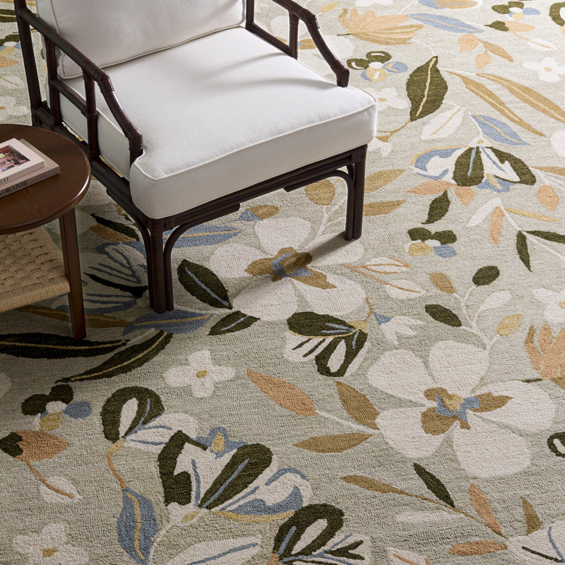 Jardin Hand Tufted Wool;Cotton Floral Indoor Rug, 8'-0" x 10'-0" Rectangle