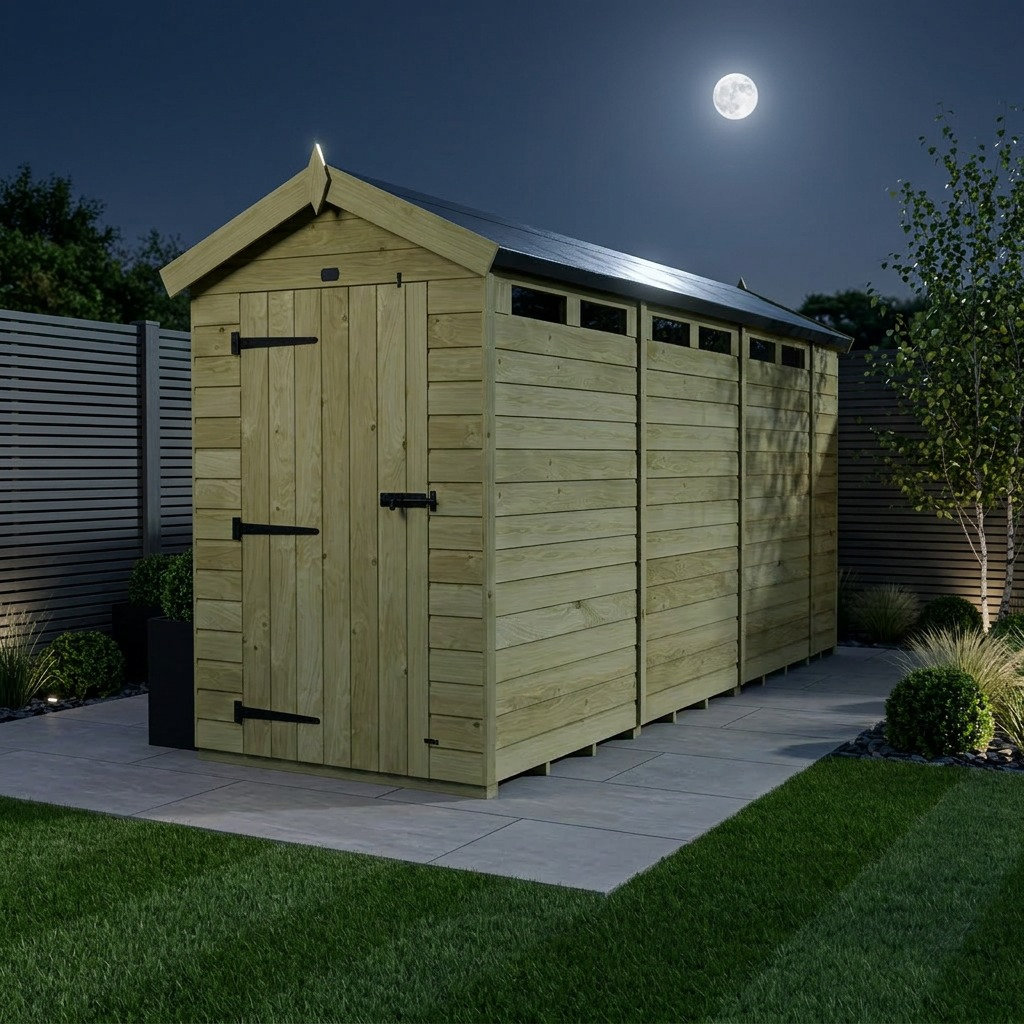 Total Sheds 4ft x 15ft Security Apex Shed - Heavy-Duty Hasp Staple Anti-Tamper - Pressure Treated Timber - UK Manufactured