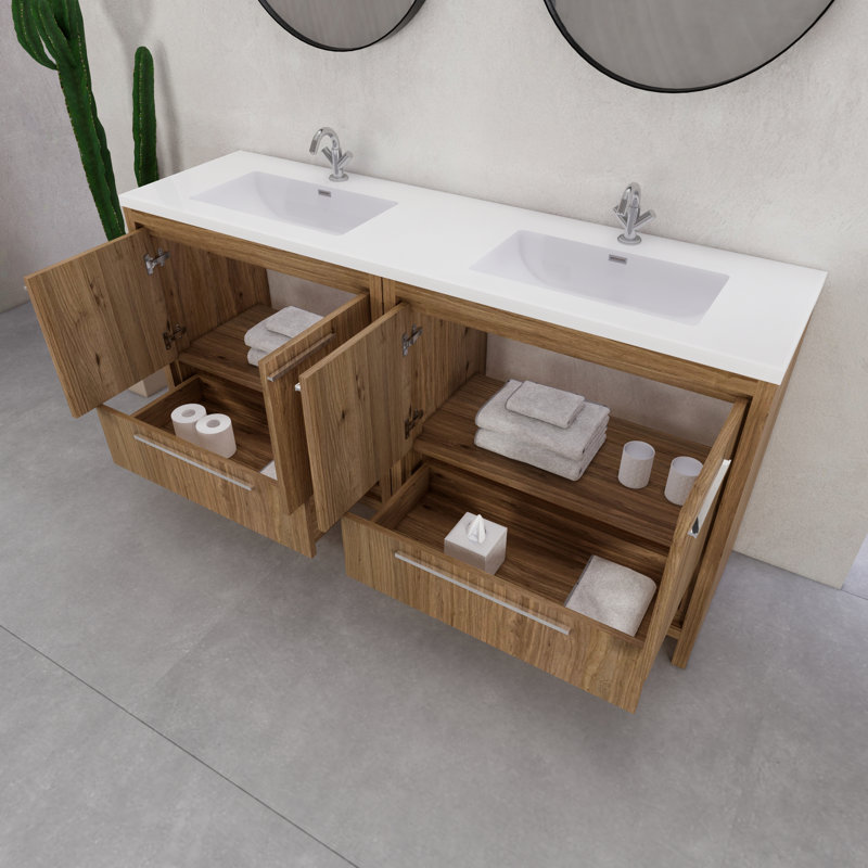 Ensemble de meuble-lavabo double 72 po Eden, Chêne