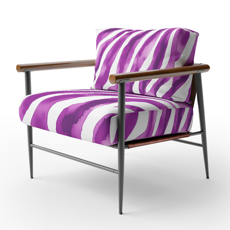 Chaise à accoudoirs rembourrée Zebra, Mauve / Blanc, Noir, noir, noir, noir