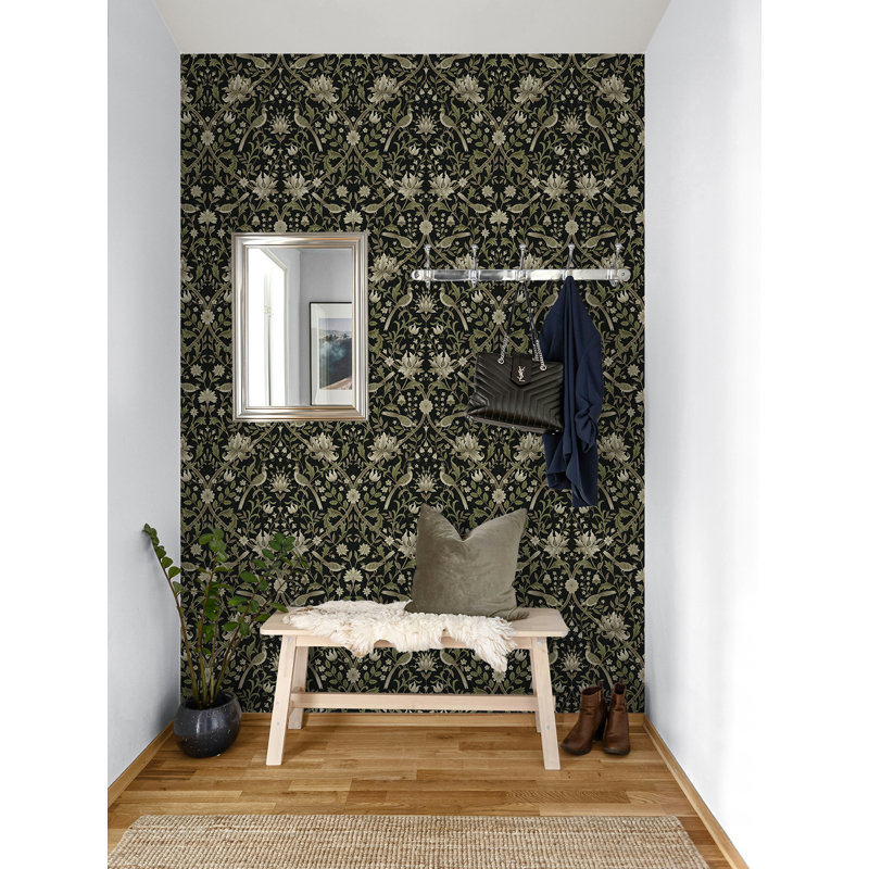 Vintage Bird Ogee Peel And Stick Wallpaper