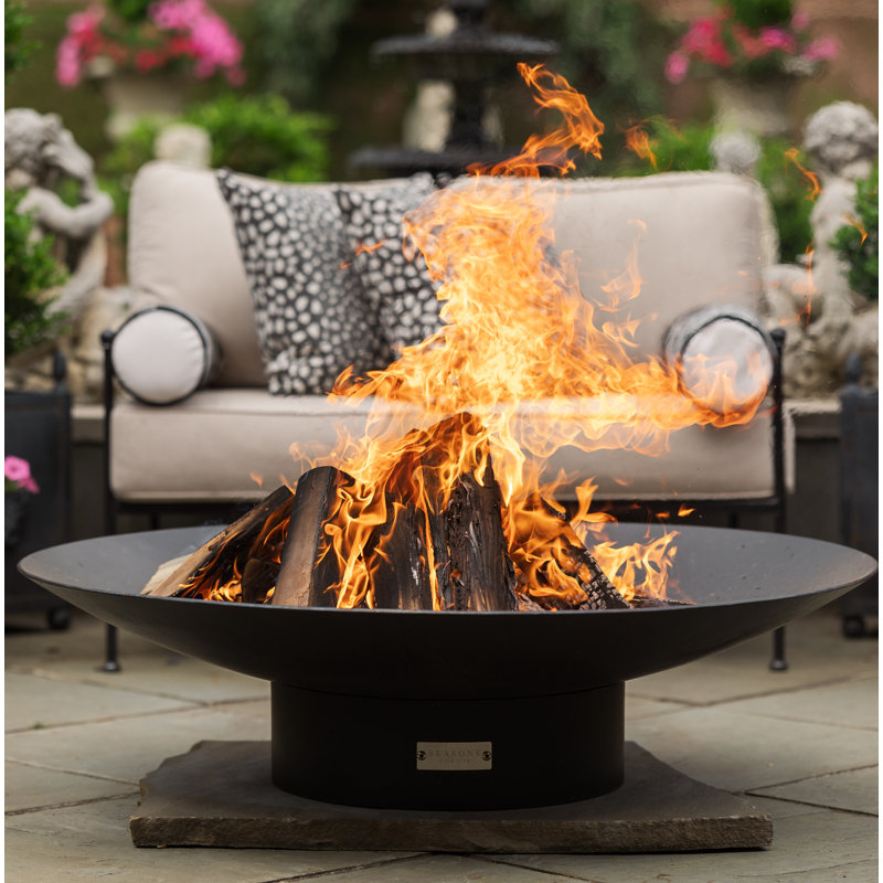 Hartlepool Round Steel Wood Burning Fire Pit, 10" H x 36" W x 36" D