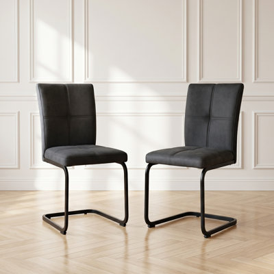 Fabric Upholstered Cantilever Chair in Grey