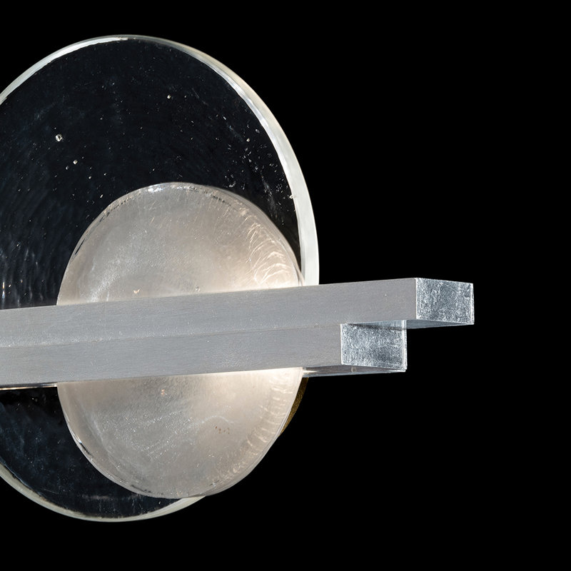 Selene Wrought Iron LED Flush Mounted Sconce, 12.75" H x 21" W x 3.75" D, Silver