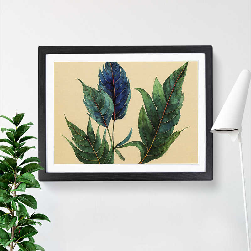 Luscious Leaf - Single Picture Frame Print, Black, 25cm H x 34cm W x 2cm D