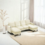 Chenille Sectional Sofa, U Shaped Sofa Couch With High Density Memory Foam, 4 Seat Comfy Modular Sofa Couch