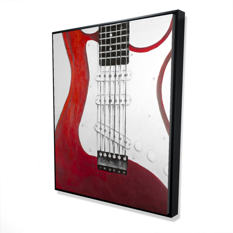 Red Electric Guitar Print On Canvas