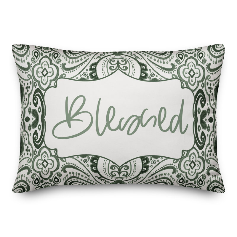 Paisley Outdoor Reversible Throw Pillow, Green