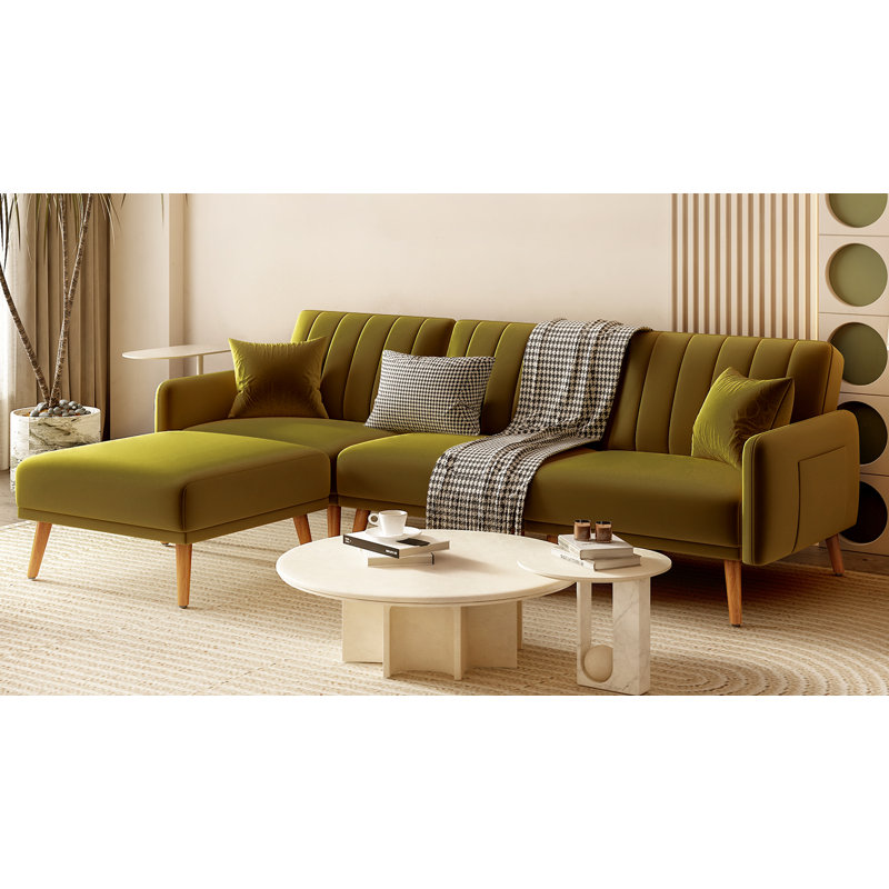 Canapé modulaire en velours Windale, Velours vert