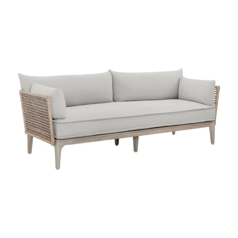 Catalonia Outdoor Teak Loveseat, Light Grey Vinyl 6503-010