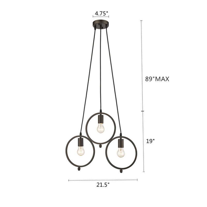Luminaire suspendu géométrique 3 lumières grappe Marblehead