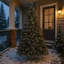 Arbre de Noël 7,5 pi pré-éclairé, arbre artificiel pré-décoré avec pointes givrées, pommes de pin, baies, base en métal pour les fêtes-1988687920