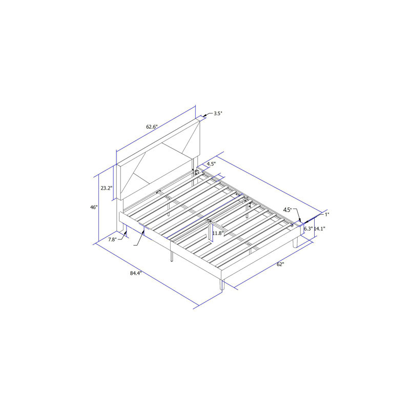 Queen Size Upholstered Platform Bed Frame ,Wood Slat Support, Easy Assembly, Queen