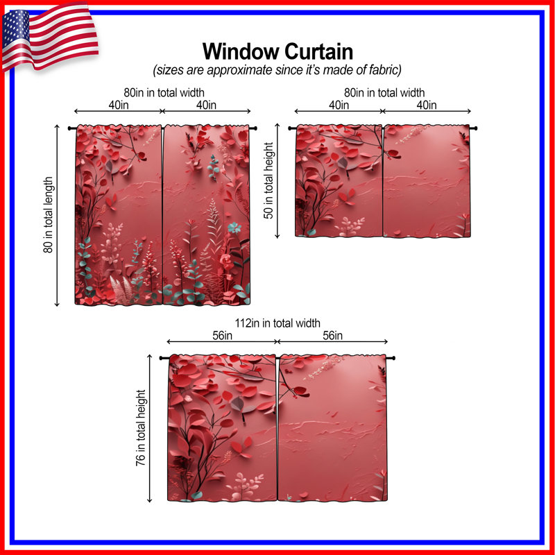 Rideaux de fenêtre à motif floral obscurcissant et obscurcissant - 2 panneaux, 20in x 50in - 2 panels, Transparent