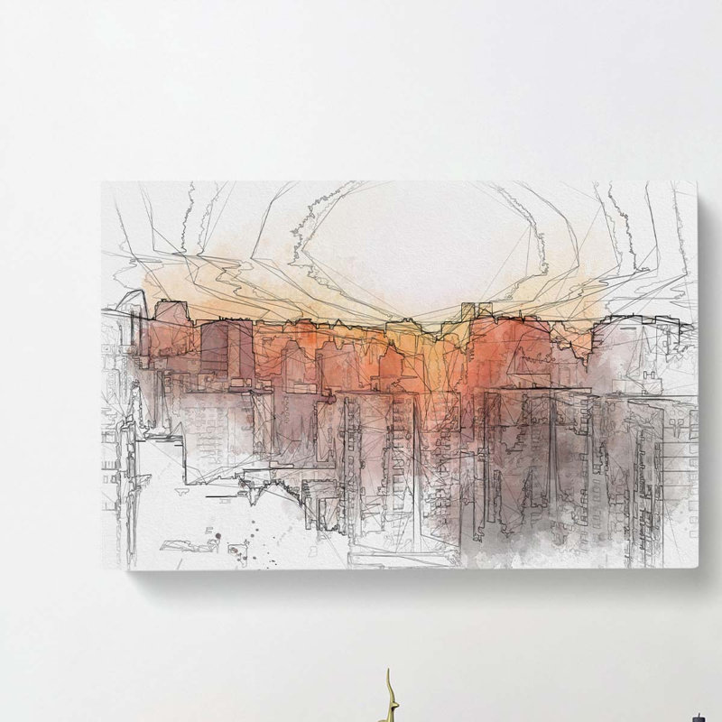 The Beijing Skyline At Sunset In Abstract - Wrapped Canvas Print, 35cm H x 50cm W x 3cm D