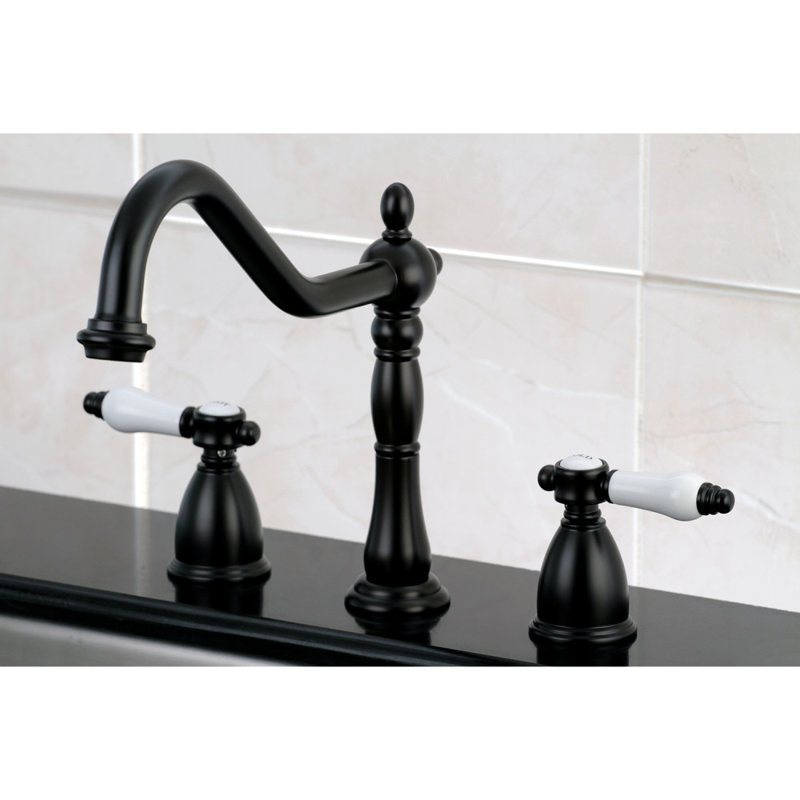 Kingston Brass Bel-Air Double-Handle Widespread Kitchen Faucet, Oil Rubbed Bronze, Without Side Spray