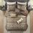 Luxurious 7 Piece Jacquard Bedding Set, Polyester Brown/gold King, Elegant Design