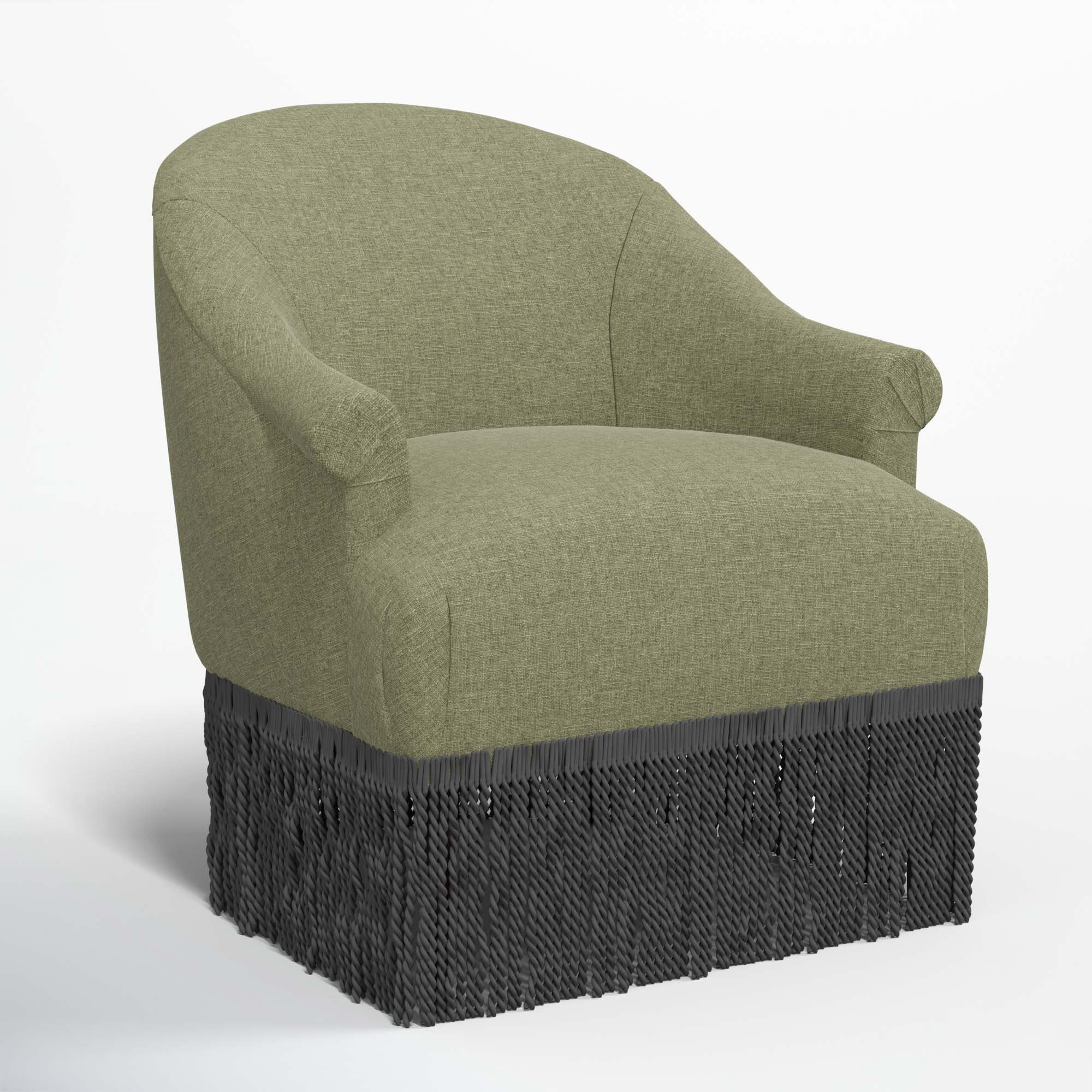 Callie Upholstered Wingback Chair, Zuma Laurel Textured Linen, Black