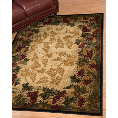 Tapis brun / beige / vert Papillion Beaujolais