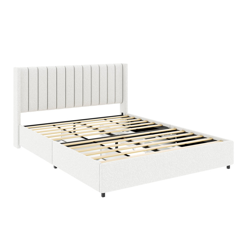 Upholstered Storage Bed, Queen, White