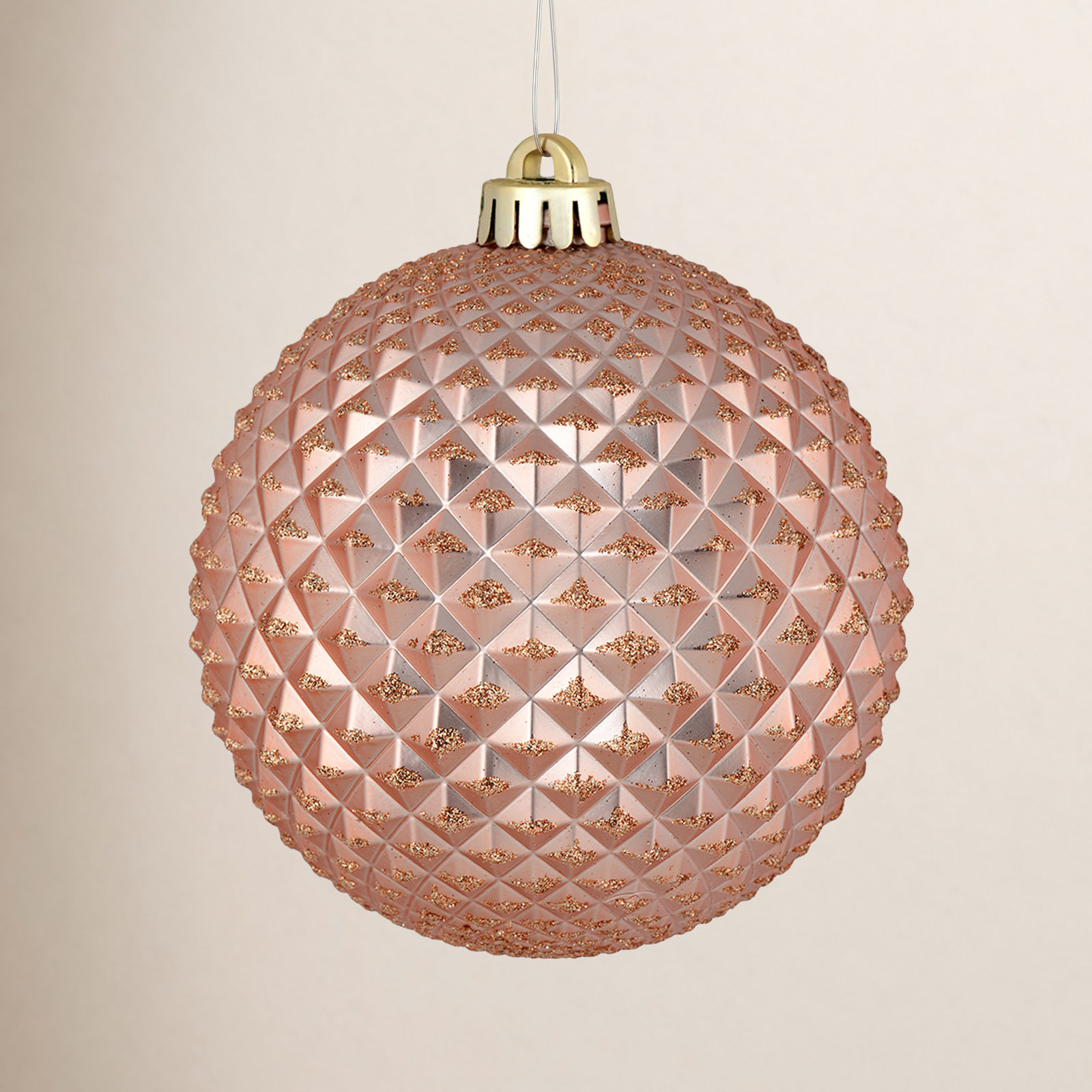 Durian Glitter Ball Ornament, Rose Gold