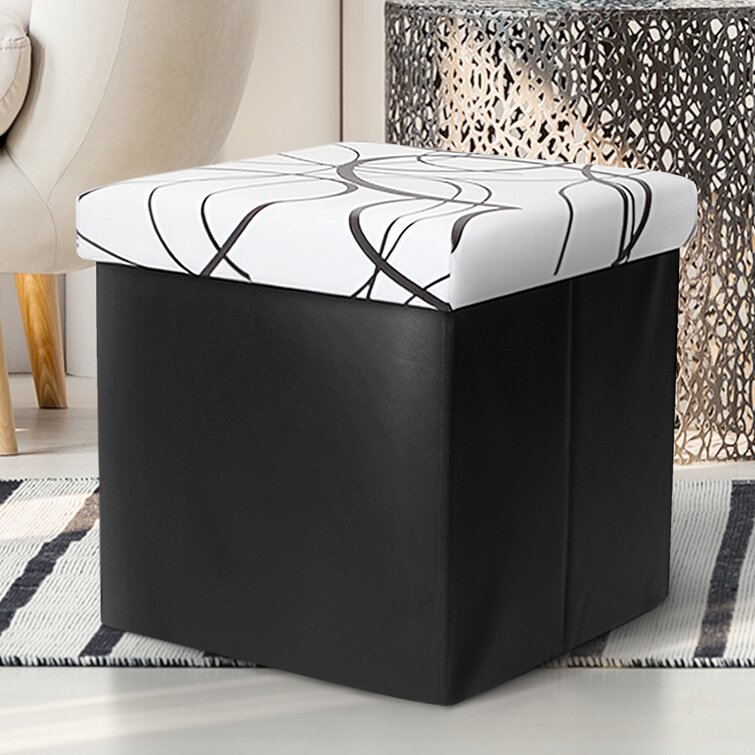 Sciacca 15.7 Wide Faux Leather Rectangle Footstool Ottoman Latitude Run Leather Type: Black Faux Leather