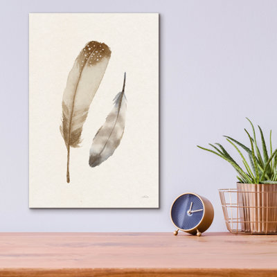 «Falling Feathers 3» par Katrina Pete, art mural en verre acrylique, 16 po x 24 po