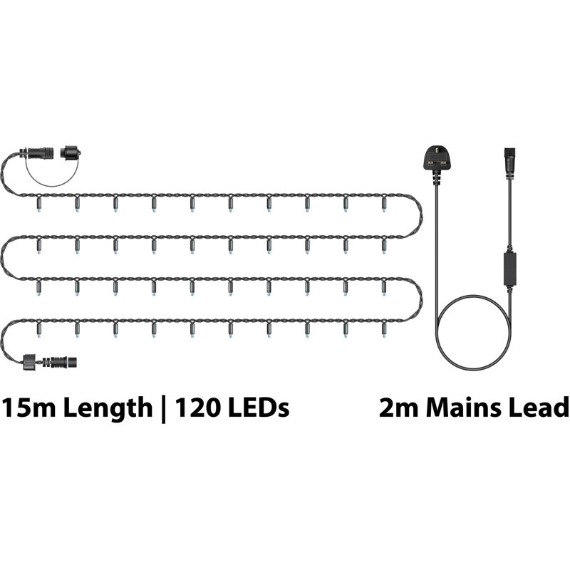 LED Indoor / Outdoor String Lights, 2cm H x 1500cm W x 1cm D