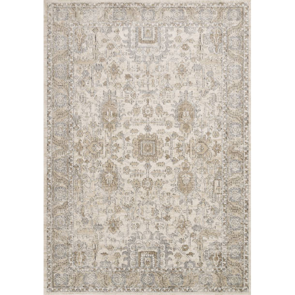 Charlton Home® Sagefield Performance Ivory/Beige/Gray/Charcoal Rug ...