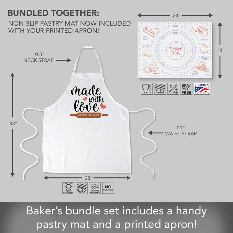 Tablier de chef de cuisine avec passe-partout CounterArt Made With Love