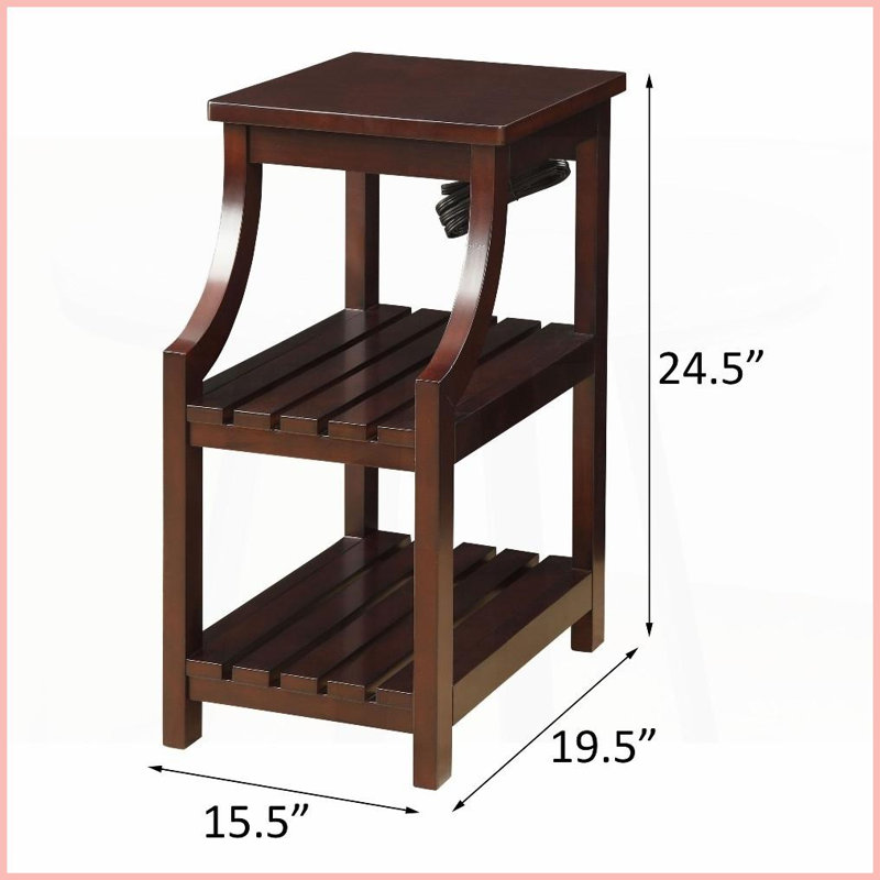 Table basse espresso avec station d'alimentation USB et amp; Tablettes à lattes - Rangement élégant Chargement pratique