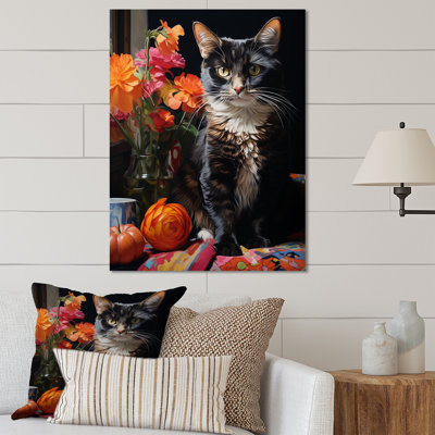 Élégant chat félin en fleurs II