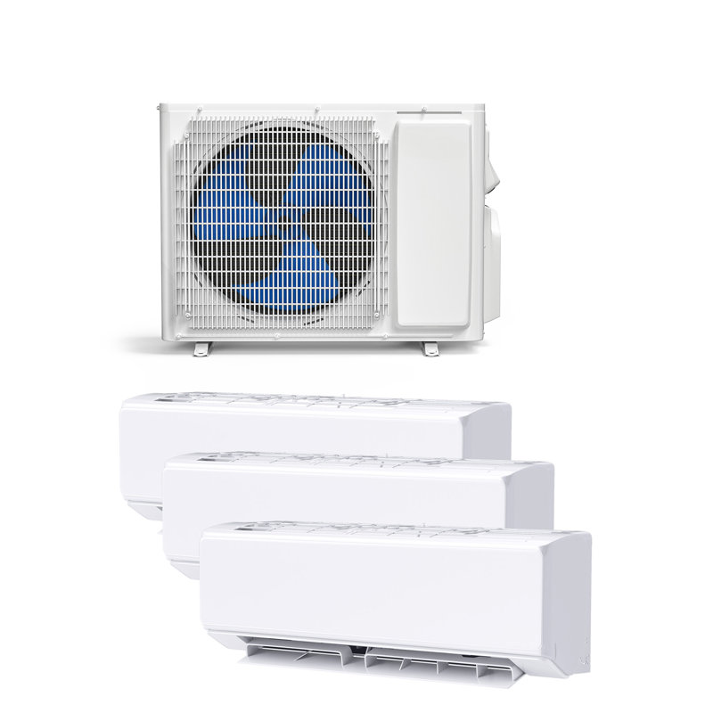 Système de chauffage à deux zones à deux zones 23 SEER2 24K BTU avec unités 3x9000 BTU