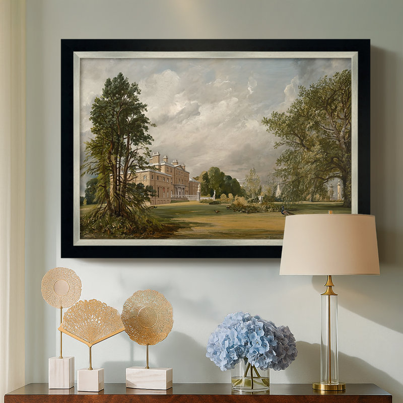 Malvern Hall, 1821-John Constable-Custom Framed Canvas, 25X35, No, Tuxedo Silver Edge (or Two-Tone Matte Silver