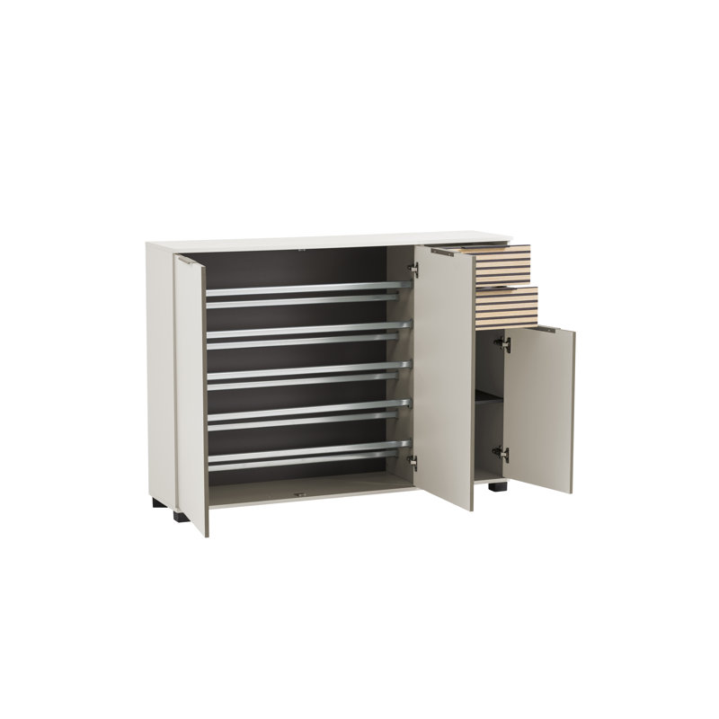 Alexa 20 Pair Shoe Storage Cabinet, Cream Beige
