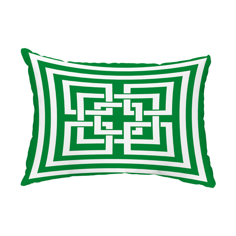 Housse et insert pour oreiller rectangulaire d'extérieur Greek New Key, Vert
