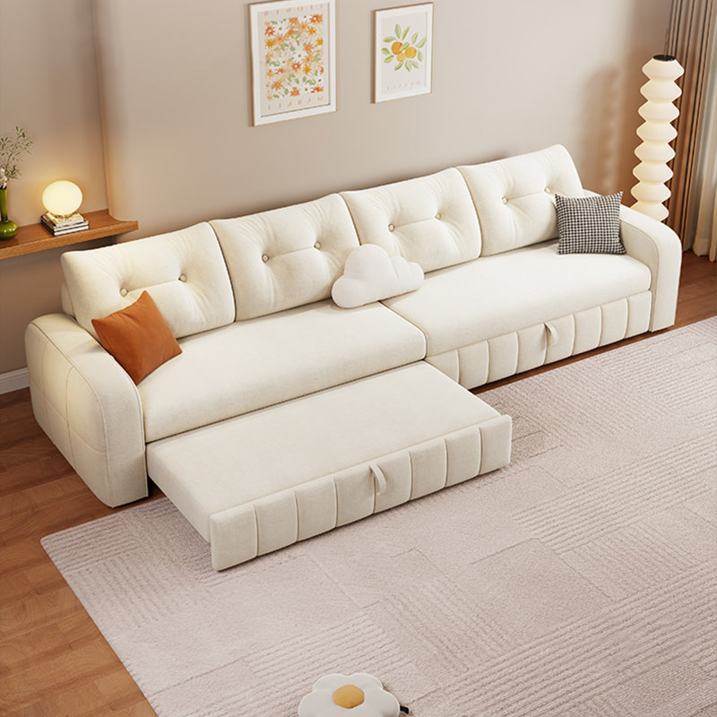 Canapé-lit modulaire en similicuir blanc crème, H 35,43 po x l 121,26 po x P 34,65 po