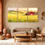 Paysage et nature champ de ferme avec grange rouge et fleurs sauvages, ensemble de 3 impressions sur toile-1562249581