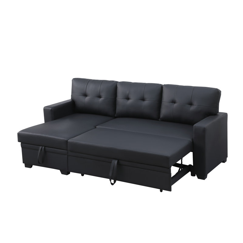Canapé modulaire en similicuir noir avec fonction de rangement et de canapé