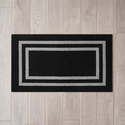 Double Border Machine Tufted Performance Black/Twisted Grey  Rug