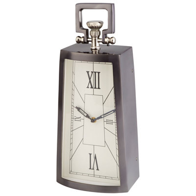 Doc Industrial Roman Numeral Metal Quartz Movement / Crystal Tabletop Clock in Black Nickel