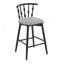 Tabouret de bar d'intérieur en bois Doria, finition noire avec revêtement gris, ensemble de 2