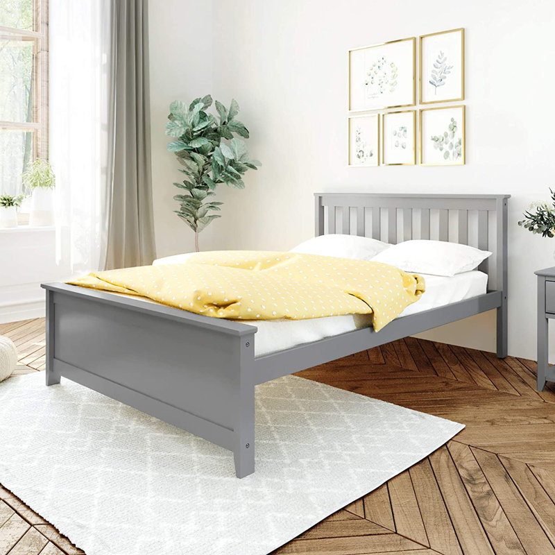 Lit plateforme Bolin en bois massif par Harriet Bee, Gris, Double