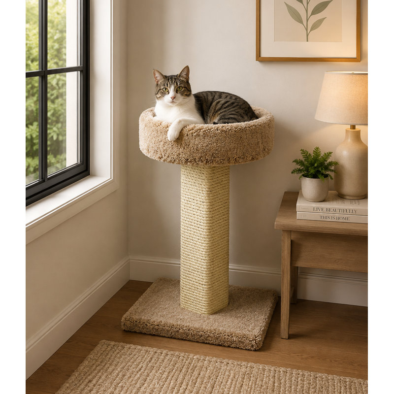 Prestige Cat Trees Heavy-Duty Scratching Post with Perch for Large Cats, Brown